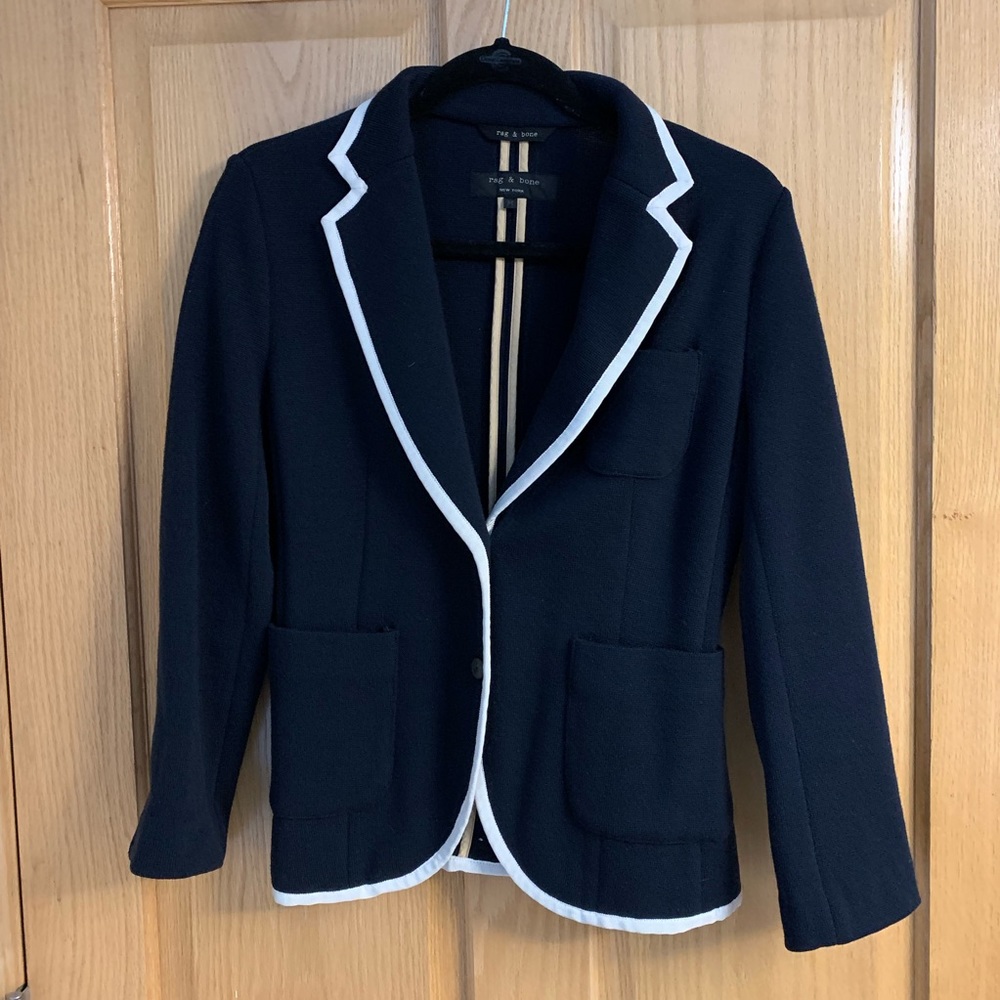 Rag & Bone Blazer - Navy with White Piping